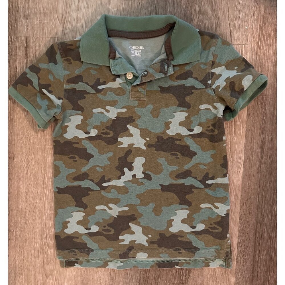 Cherokee green camo polo youth XS